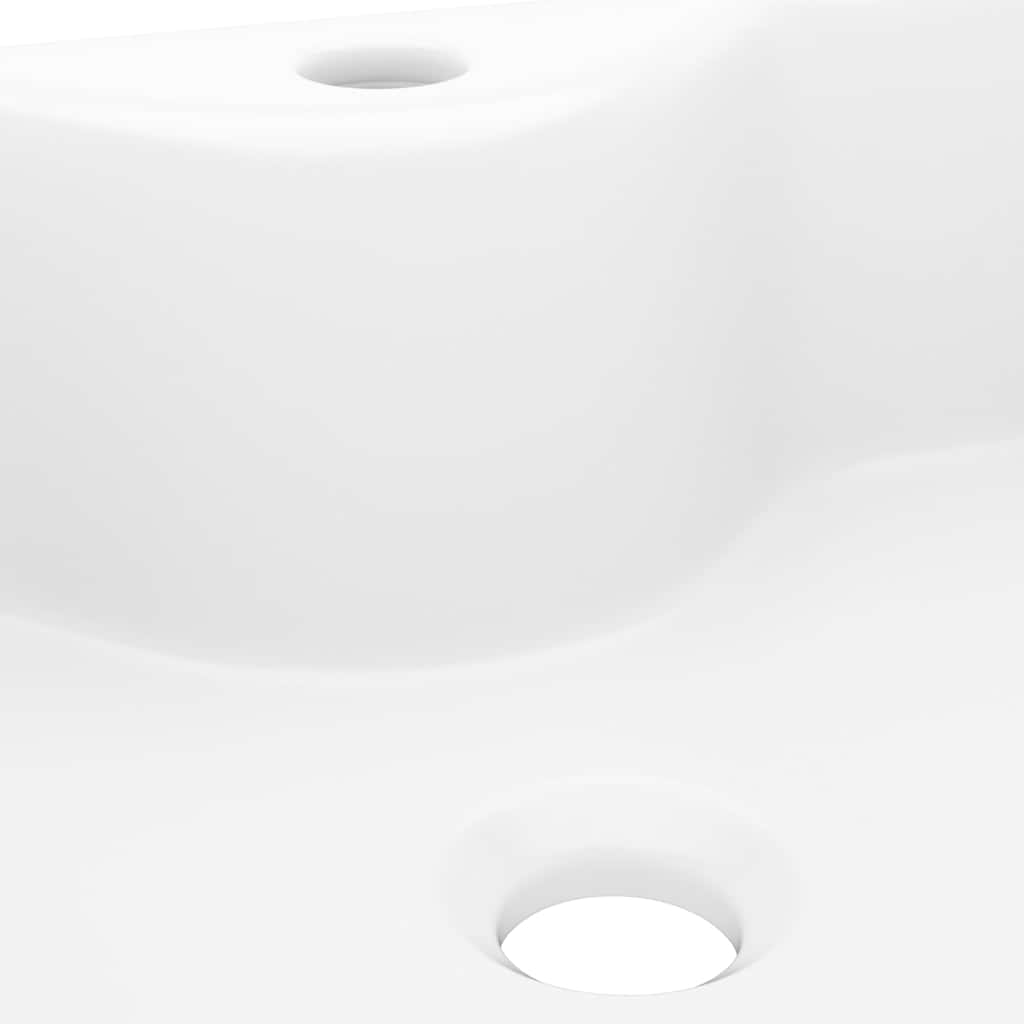 Ceramic Bathroom Sink Basin with Faucet Hole White Square 6
