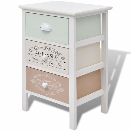French Storage Cabinet 3 Drawers Wood 38 x 28 x 57 cm