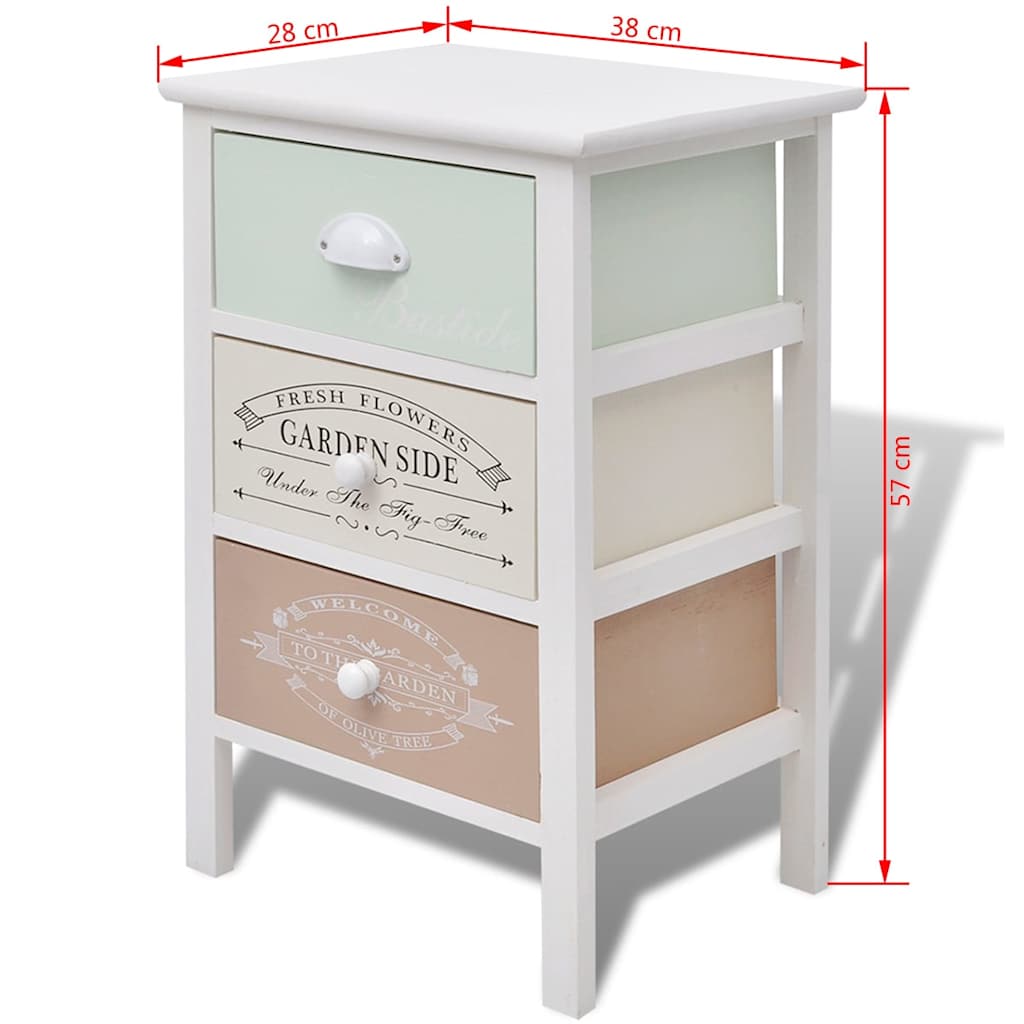 vidaXL French Storage Cabinet 3 Drawers Wood 6