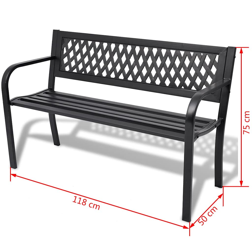 vidaXL Garden Bench 118 cm Steel Black 4