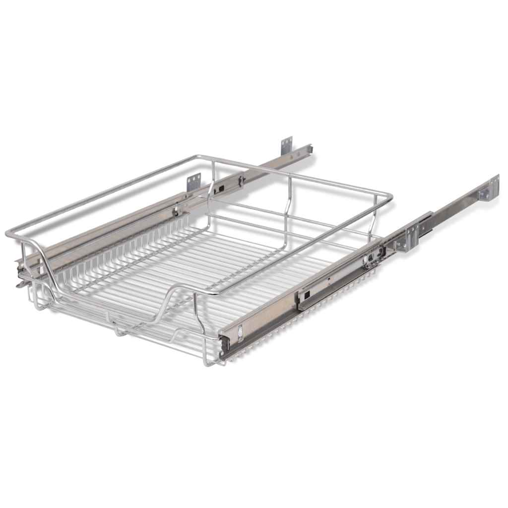 vidaXL Pull-Out Wire Baskets 2 pcs Silver 500 mm 6
