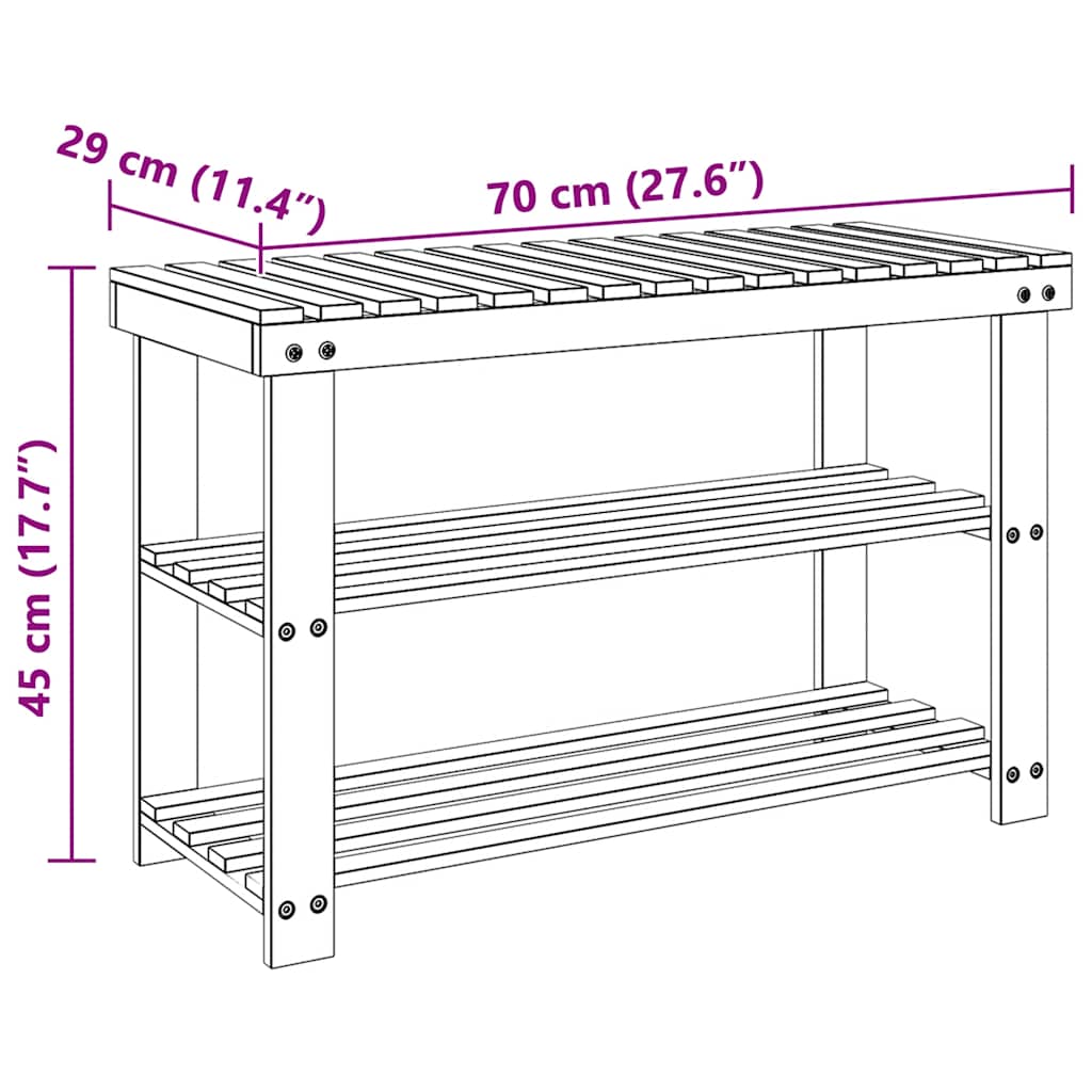vidaXL 2-in-1 Shoe Rack with Bench Top 2 pcs Solid Wood 6
