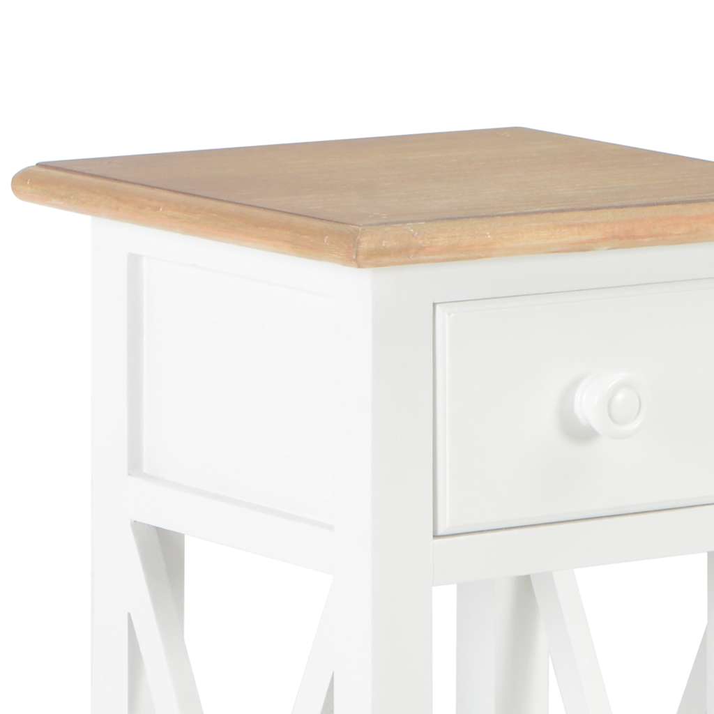 vidaXL Telephone Table | White, Brown | MDF, Pinewood | 27x27x65.5 cm | Storage 6