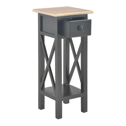 Side Table with Drawer Brown and black