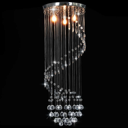 281577 vidaXL Ceiling Lamp with Crystal Beads Silver Spiral G9 2