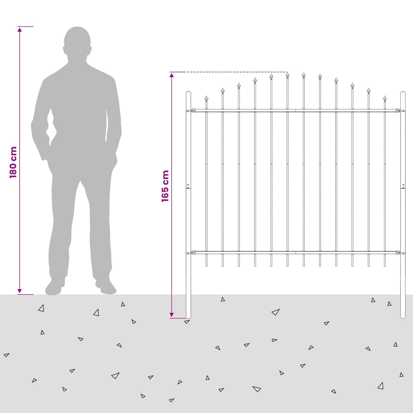 vidaXL Garden Fence "Woerden" with Spear Top Steel 170x125 cm Black 5