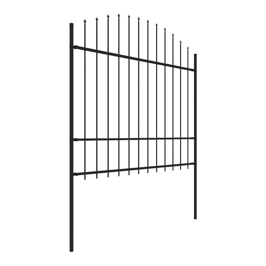Garden Fence with Spear Top Steel 337x175 cm Black Height 150-175 cm 170 cm