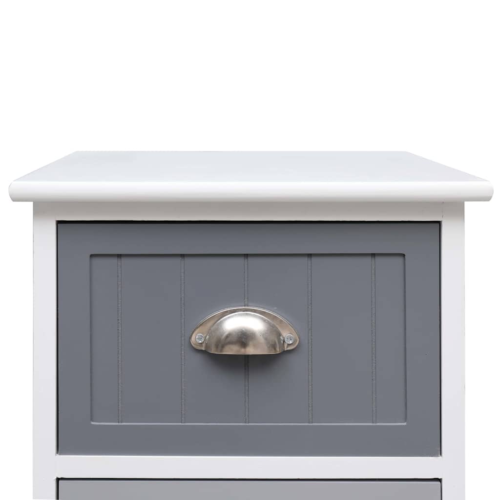 vidaXL Side Cabinet | White and grey | Paulownia wood and MDF | Compact 6