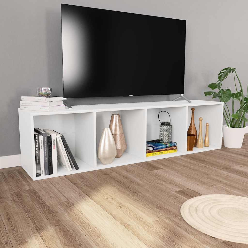 Book Cabinet/TV Cabinet 36x30x143 cm Engineered Wood Width 36 cm Height 143 cm White