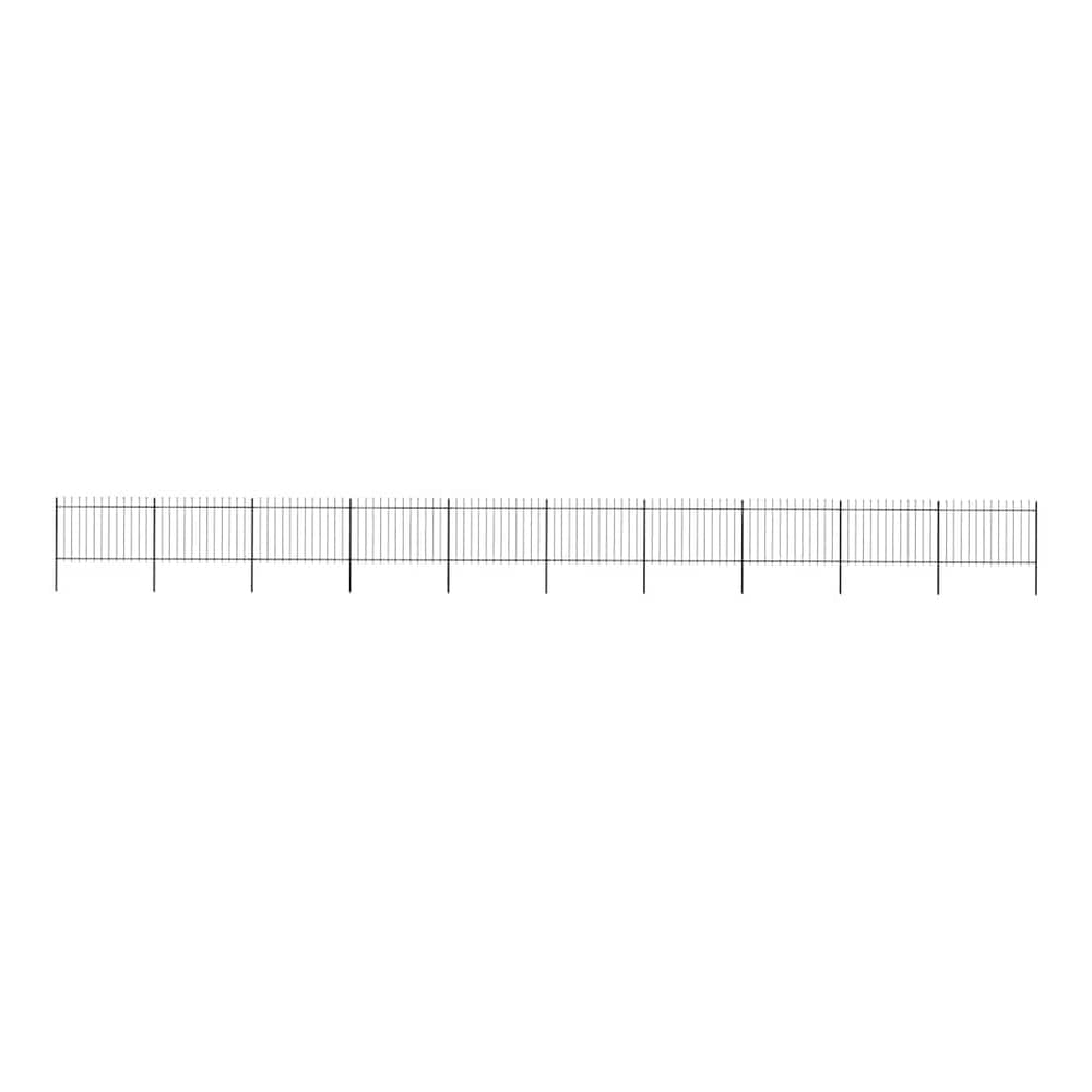 Garden Fence with Spear Top Steel 337x120 cm Black 1673 cm