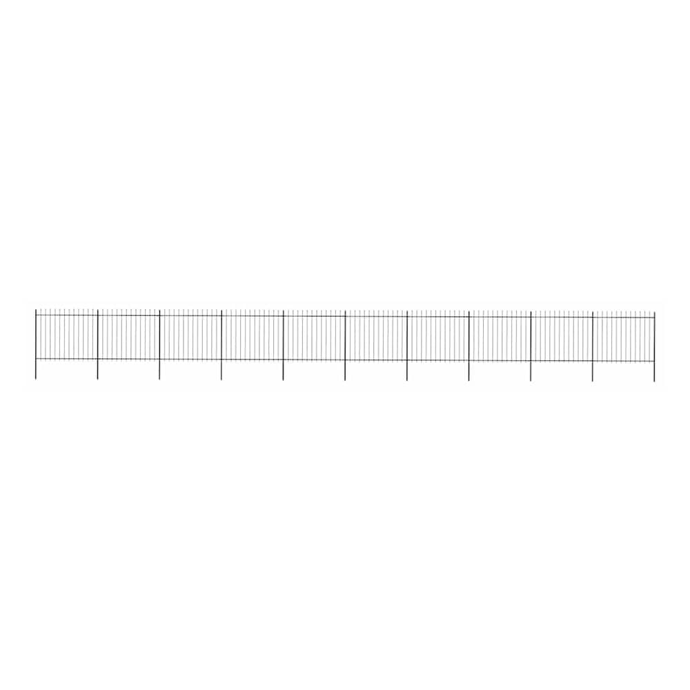 Garden Fence with Spear Top Steel 337x150 cm Black 1673 cm