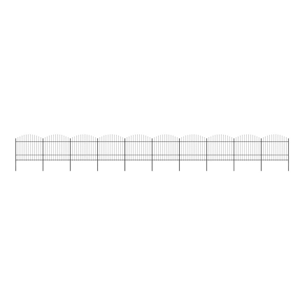 Garden Fence with Spear Top Steel 337x175 cm Black Height 150-175 cm 1673 cm
