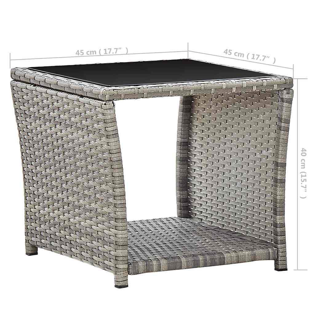 vidaXL Coffee Table | Grey and Black | Poly Rattan | Compact | Durable 5