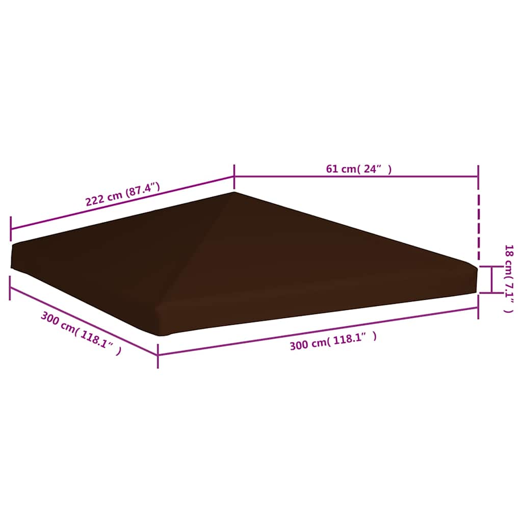 vidaXL Gazebo Top Cover 310 g/m² 3x3 m Brown 6