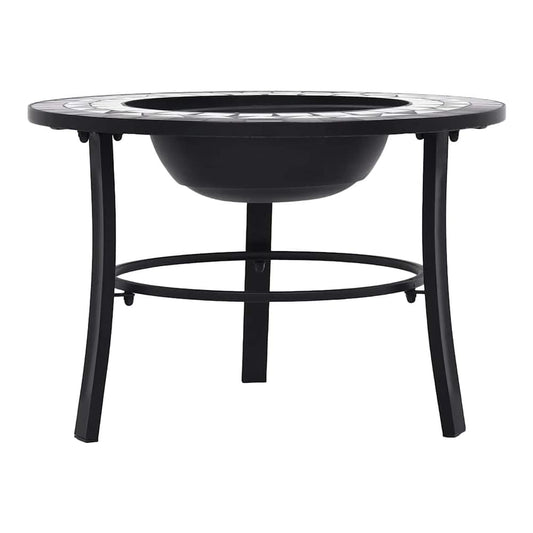 Mosaic Fire Pit 68cm Ceramic Black and white