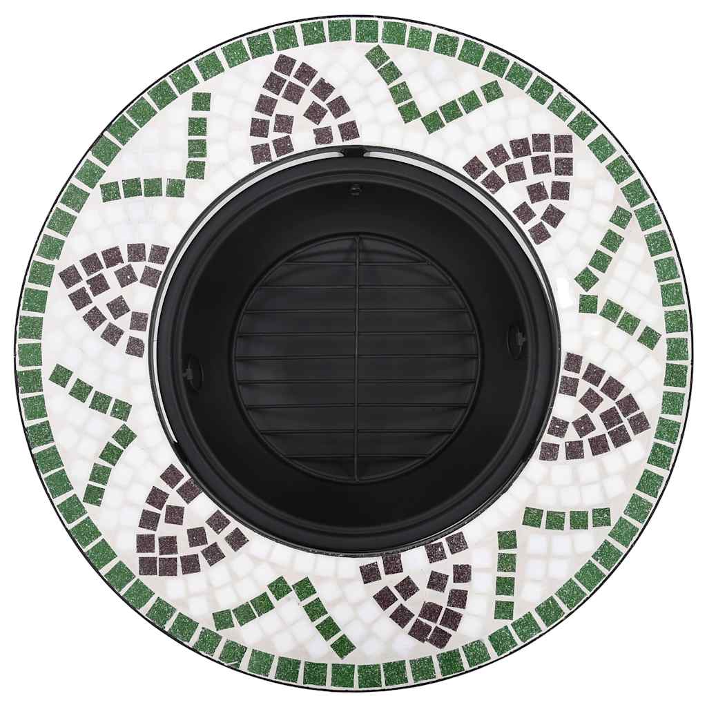 vidaXl Mosaic Fire Pit Green 68cm Ceramic 6