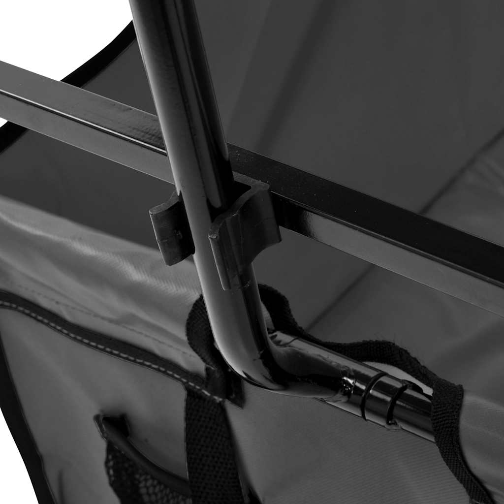 vidaXL Folding Hand Trolley with Canopy Steel Grey 6