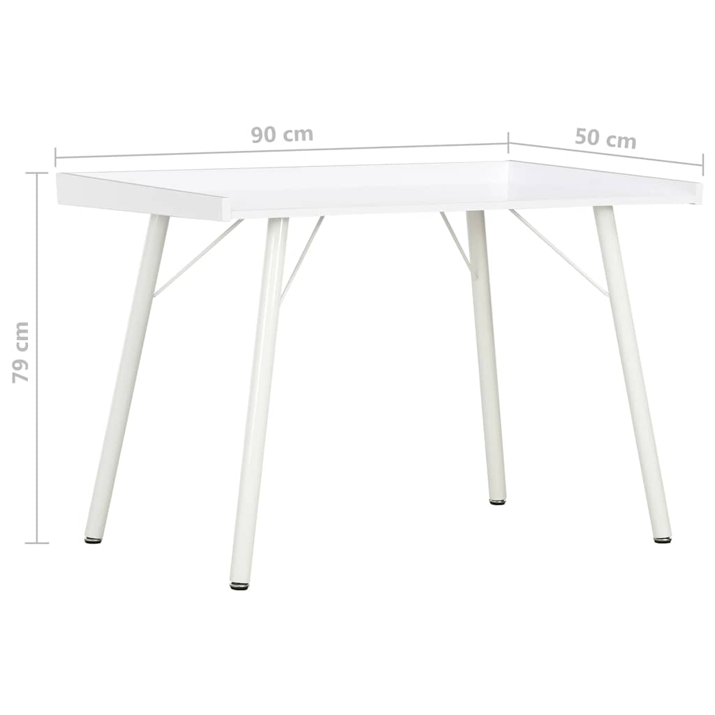 vidaXL Desk | White | Engineered wood | 90 x 50 x 79 cm | Durable | Desk 6