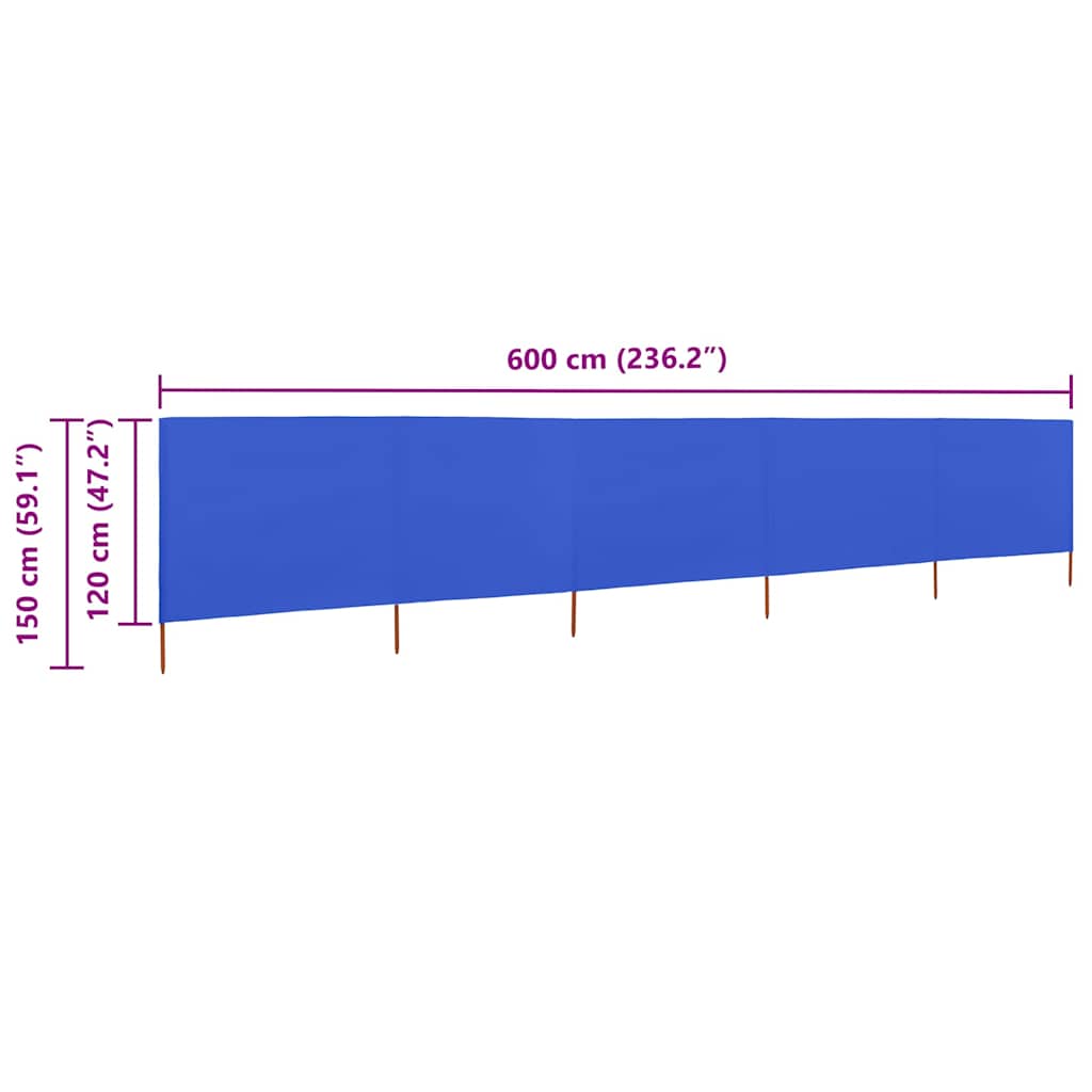vidaXL Wind Screen | Azure Blue | Non-woven fabric | 600 x 120 cm | Foldable 6