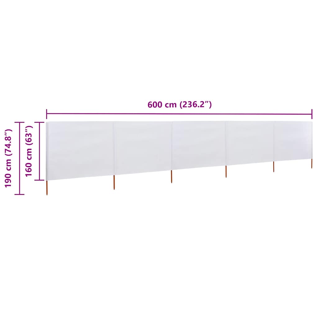 vidaXL Wind Screen | Sand White | Non-woven fabric and wood | 600 x 160 x 190 cm 6
