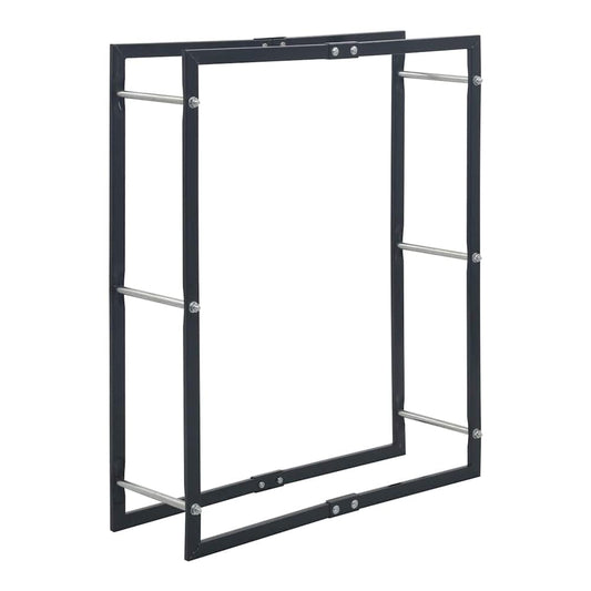 Firewood Rack Black Steel 80 cm