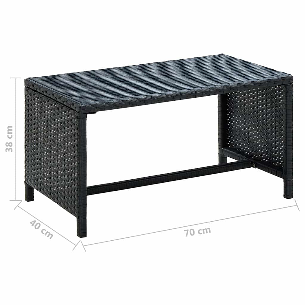 vidaXL Coffee Table Black 70x40x38 cm Poly Rattan 4