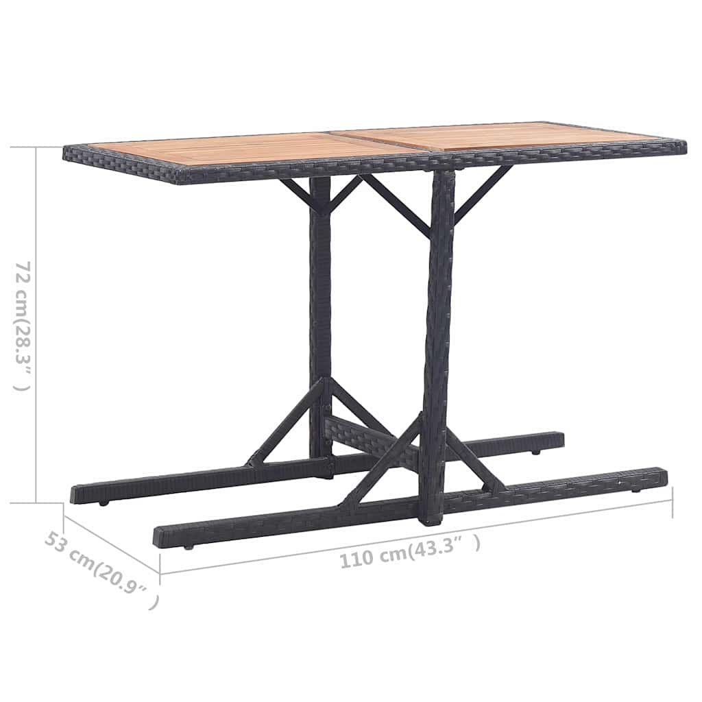 vidaXL Outdoor Table | Black | Poly rattan and solid acacia wood | Medium 6
