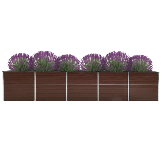 vidaXL Garden Raised Bed Galvanised Steel 400x80x45 cm Brown 2