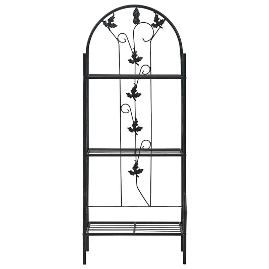 vidaXL Plant Rack | Black | Powder-coated iron | Medium | Decorative Inlays 2