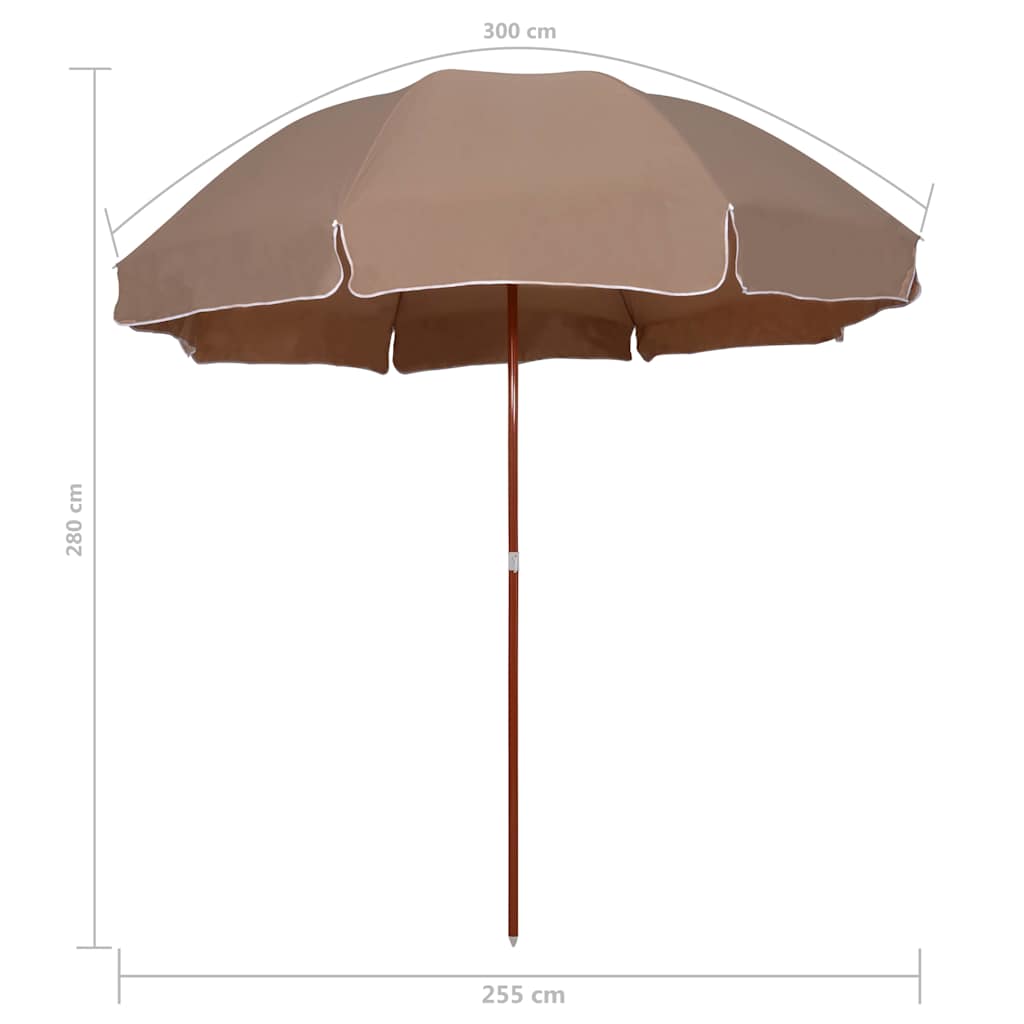 vidaXL Garden Parasol with Steel Pole 300 cm Taupe 5