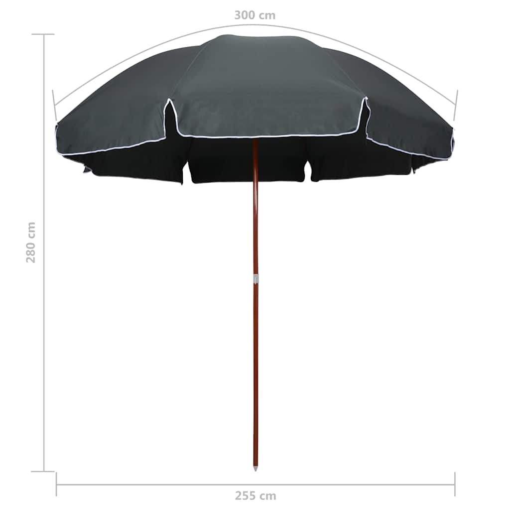 vidaXL Garden Parasol with Steel Pole 300 cm Anthracite 5