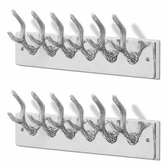 vidaXL Coat Rack | Set of 2 | Silver | Aluminium | Standard | Hooks | Coat Rack 2