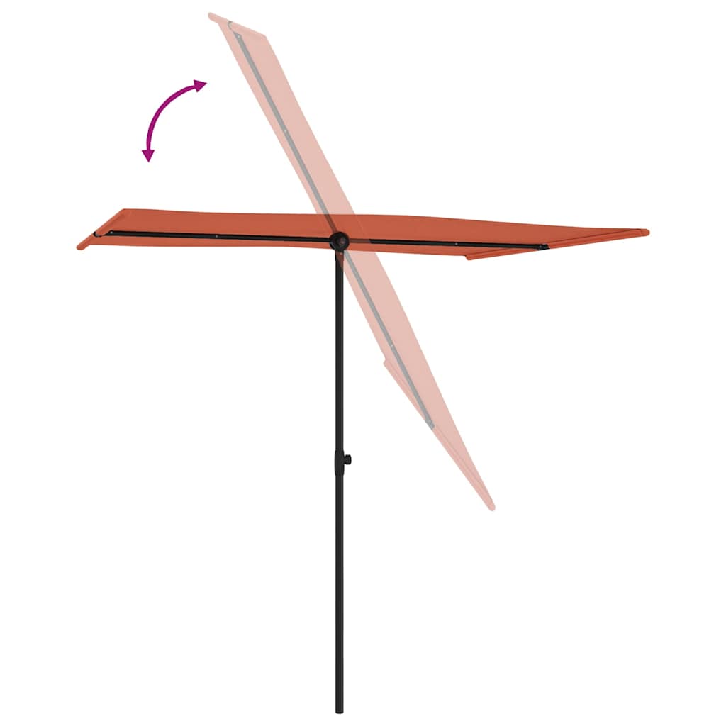 vidaXL Garden Parasol with Aluminium Pole 2x1.5 m Terracotta 6