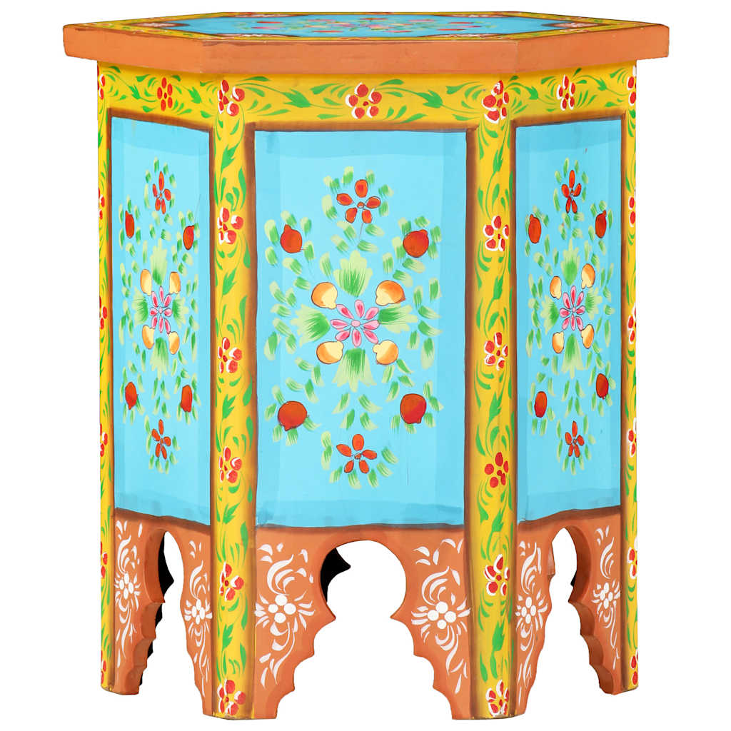 vidaXL Hand-painted Side Table Multicolour 38x33x42 cm Solid Mango Wood 6