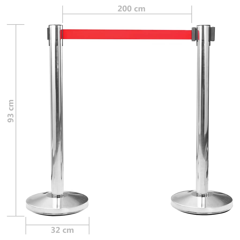 vidaXL Stanchion with Belt Airport Barrier Stainless Steel Silver 5