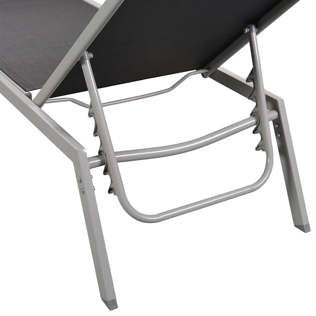 vidaXL Sun Lounger Steel and Textilene Black 6