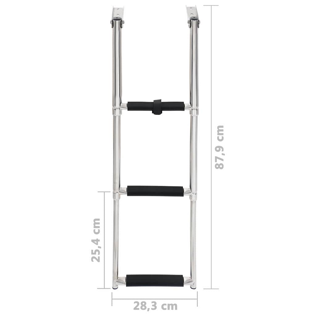 vidaXL Folding Boarding Ladder 3-step Stainless Steel 5