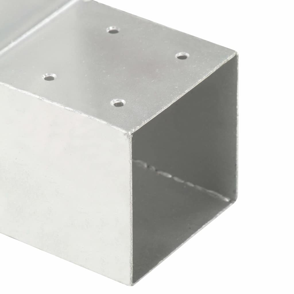 vidaXL Post Connectors 4 pcs L Shape Galvanised Metal 101x101 mm 6