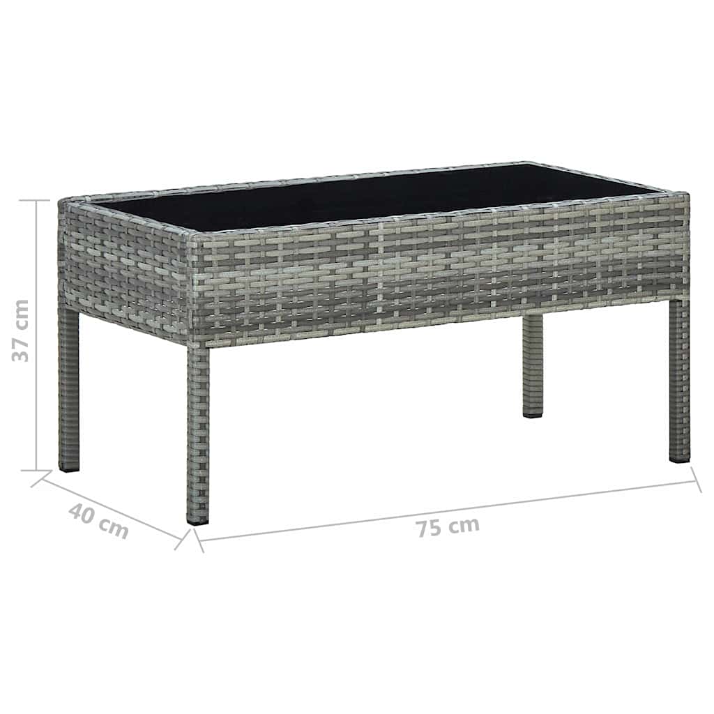 vidaXL Garden Table | Grey | PE Rattan, Steel, Glass | Medium | Durable 5
