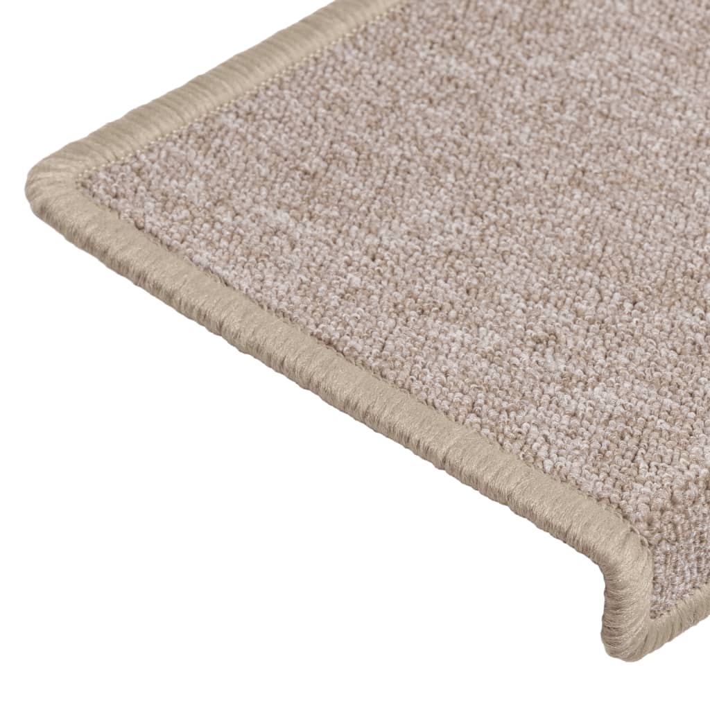vidaXL Carpet Stair Tread | Set of 15 | Taupe | 100% Polypropylene | 65x21x4 cm 6