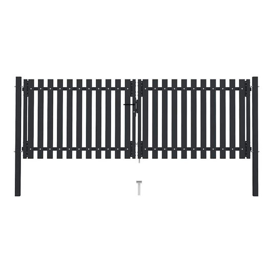 Double Door Fence Gate Steel Anthracite 300 x 125 cm