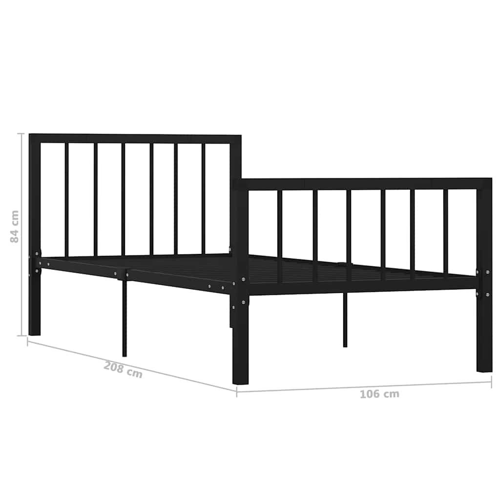 284569 vidaXL Bed Frame without Mattress Black Metal 100x200 cm 6