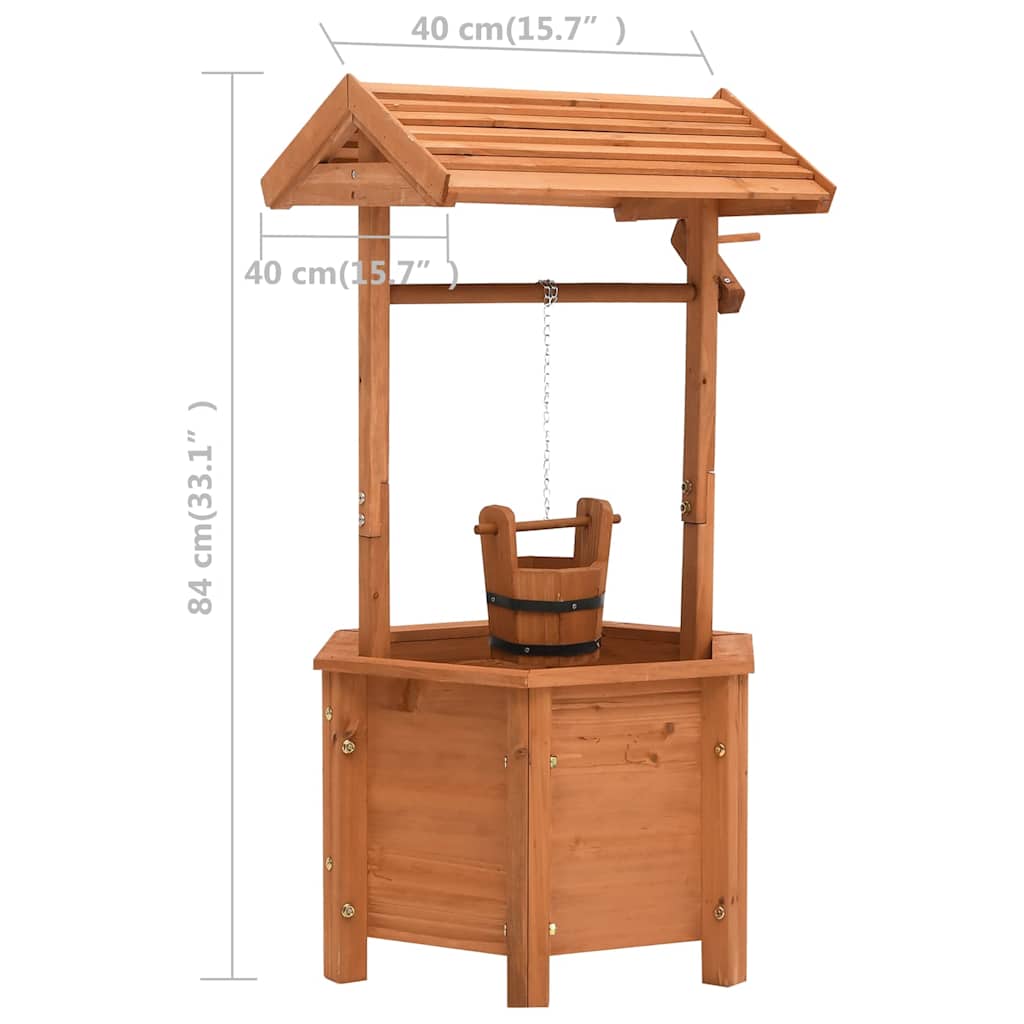 vidaXL Wishing Well Planter | Brown | Firwood with water based paint | Medium 6