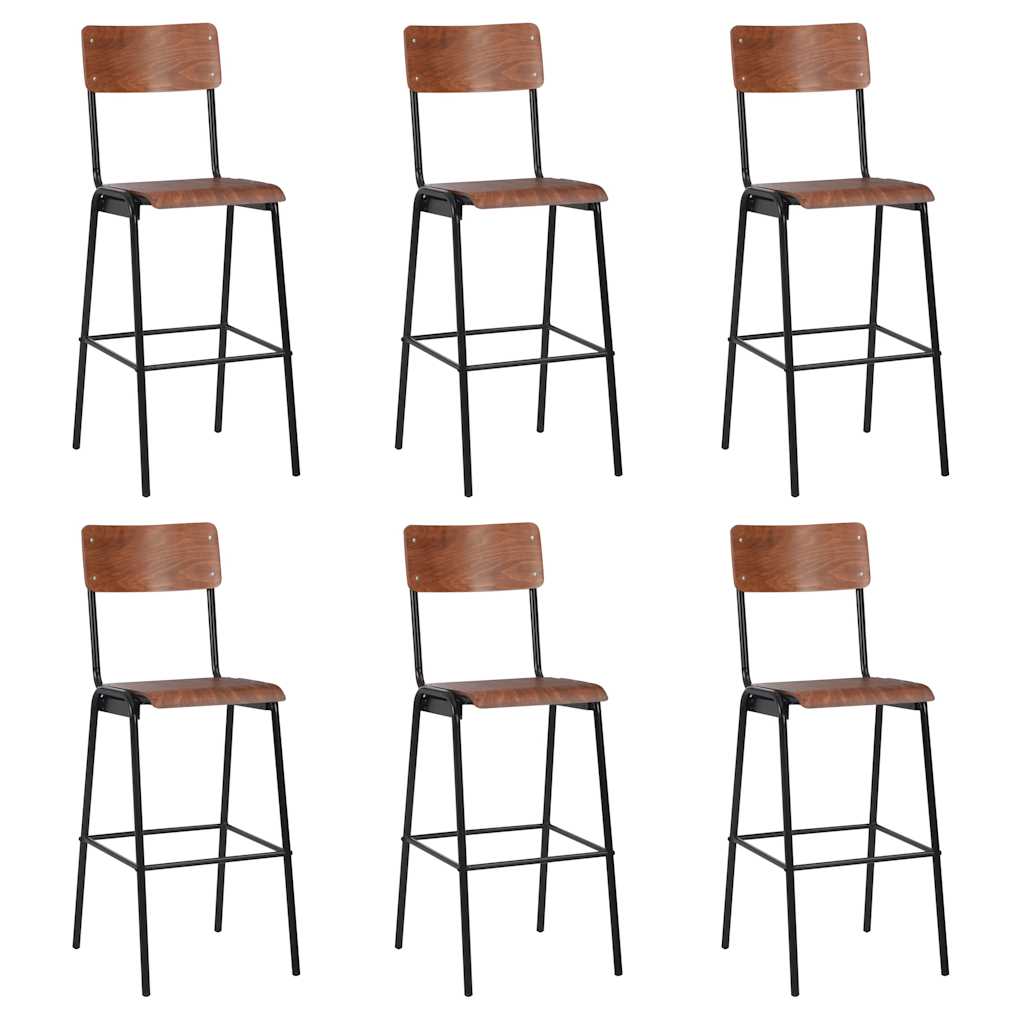Bar Stools Solid Plywood Steel Brown 6
