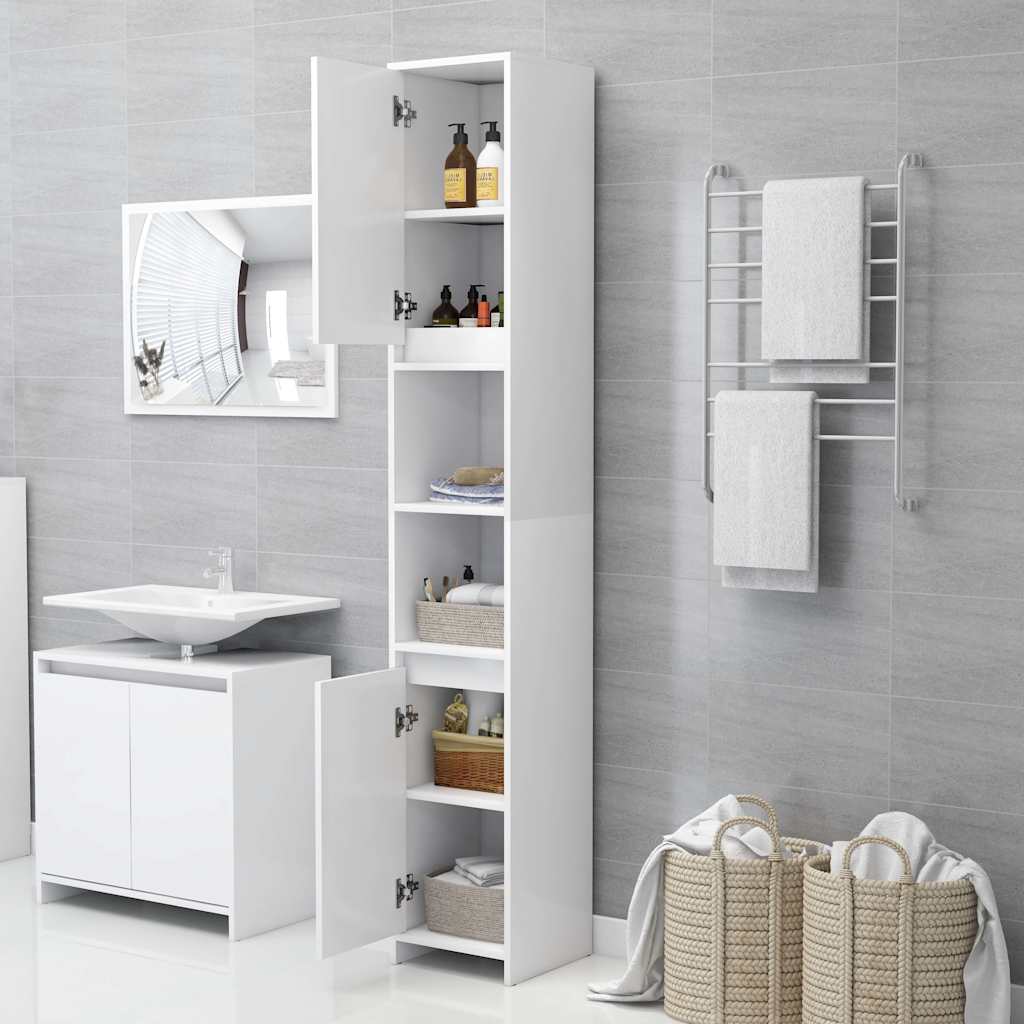 Bathroom Cabinet 30x30x183,5 cm Engineered Wood White Without handle