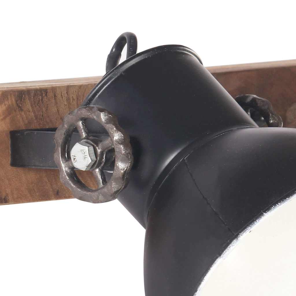 vidaXL Wall Lamp | black and brown | iron, solid mango wood | Medium 6