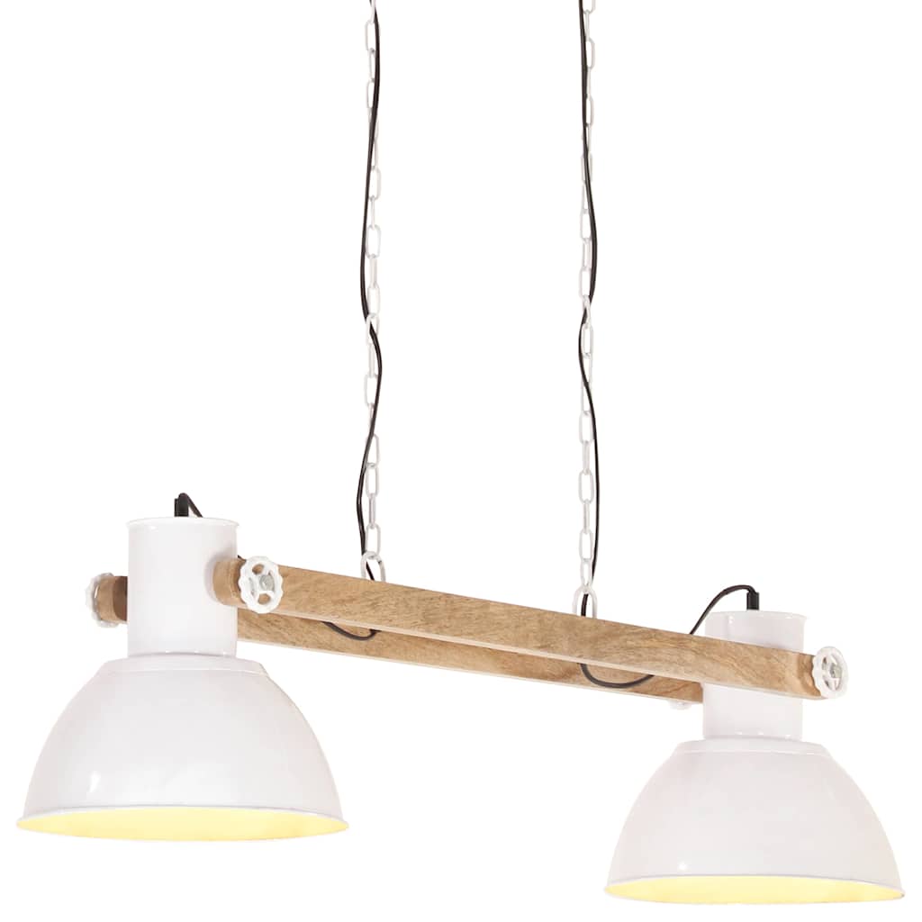 vidaXL Hanging Lamp | White and barn brown | Iron, Solid mango wood | Medium 6