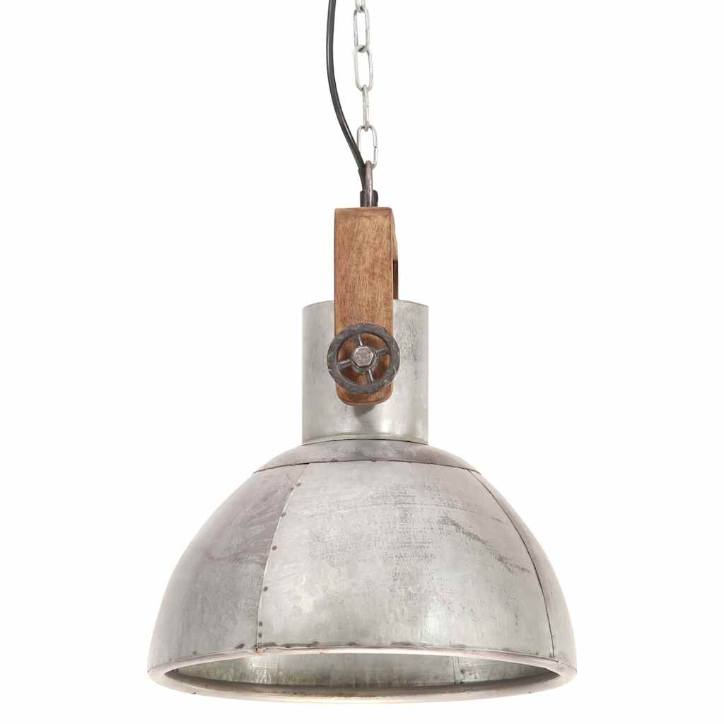 vidaXL Industrial Hanging Lamp 25 W Silver Round 30 cm E27 6