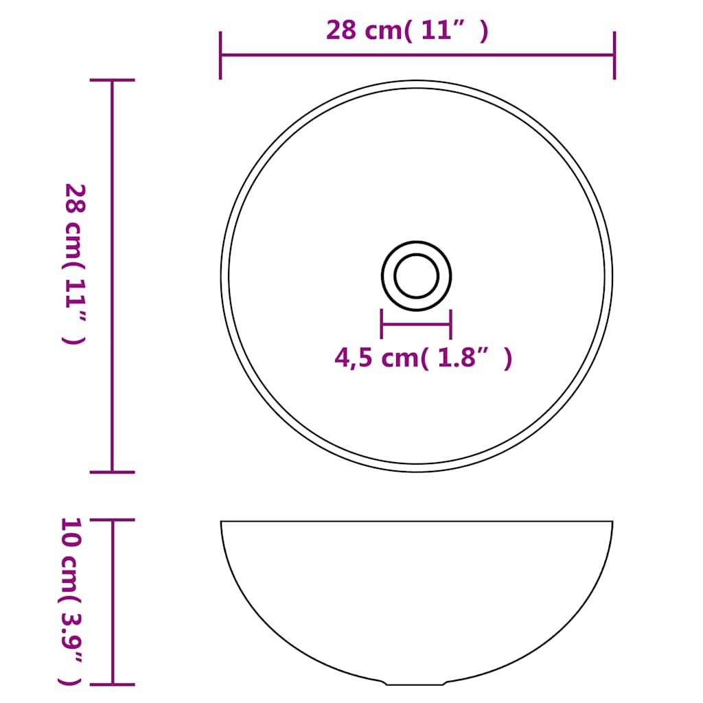 vidaXL Bathroom Sink Ceramic Matt Cream Round 6
