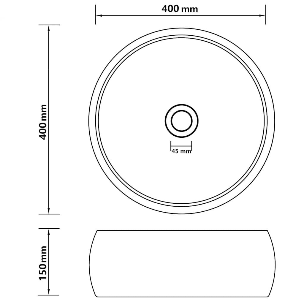 vidaXL Luxury Wash Basin Round Matt Black 40x15 cm Ceramic 6
